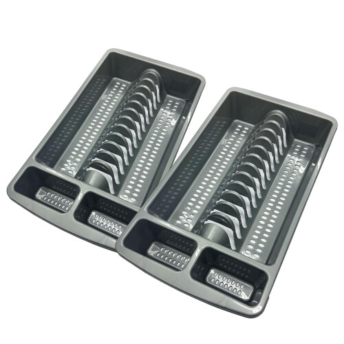1 x Silver Dish Drainer Kitchen Sink Utensil Holder Drying Rack 2