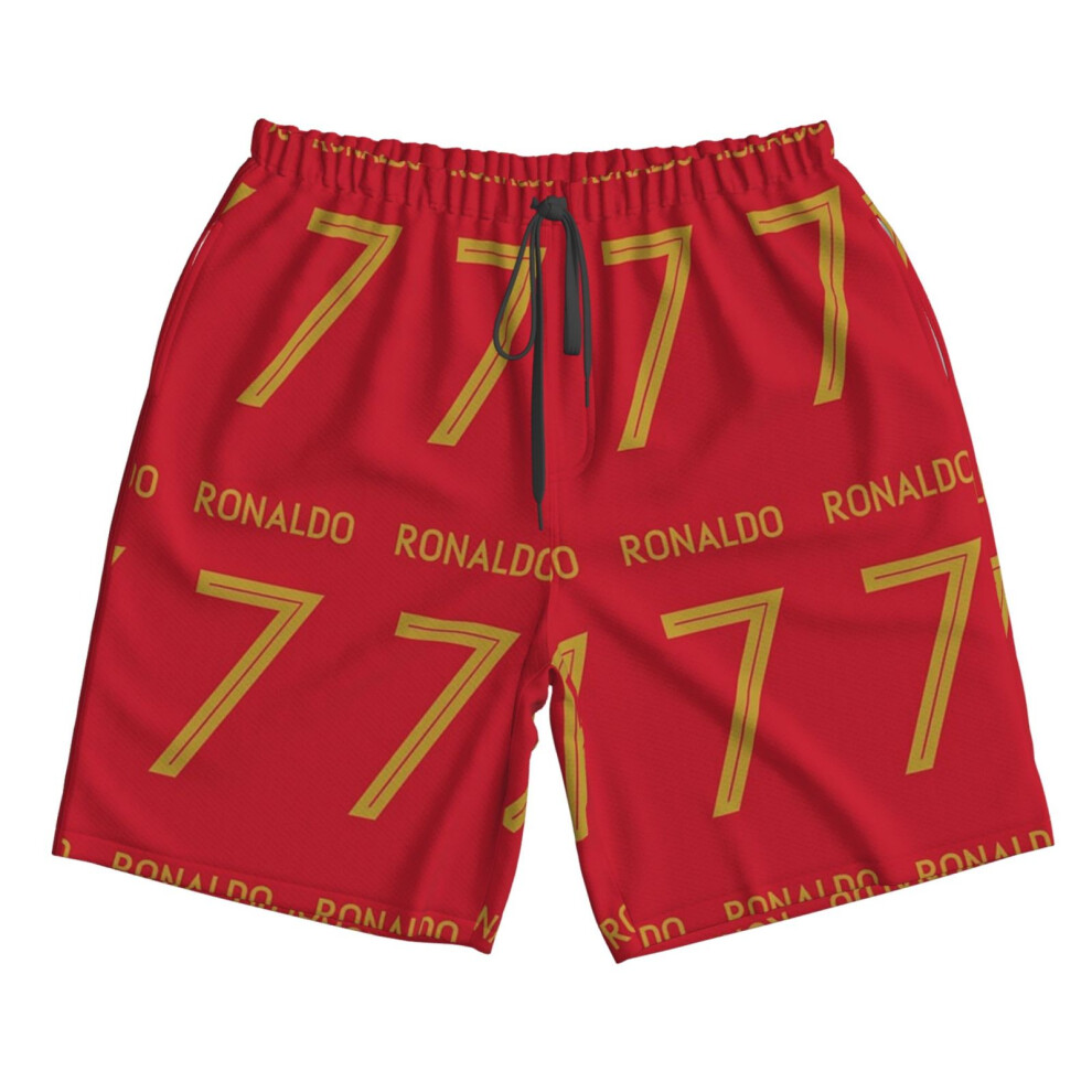 (Christiano Ronaldo Portugal Jersey 2020_1934) Famgem Men's Beach Shorts Hawaiian Swim Trunks with Pockets Quick Dry Board Swimwear Bathing Graphic Printed Suit for Surfing Lounge Running Gifts