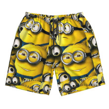 (Depiction Of Miniens From The Cartoon Despicable Me_1658) Famgem Men's Beach Shorts Hawaiian Swim Trunks with Pockets Quick Dry Board Swimwear Bathing Graphic Printed Suit for Surfing Lounge Running Gifts
