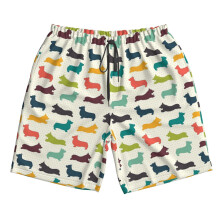 (Corgi_7895) Famgem Men's Beach Shorts Hawaiian Swim Trunks with Pockets Quick Dry Board Swimwear Bathing Graphic Printed Suit for Surfing Lounge Running Gifts