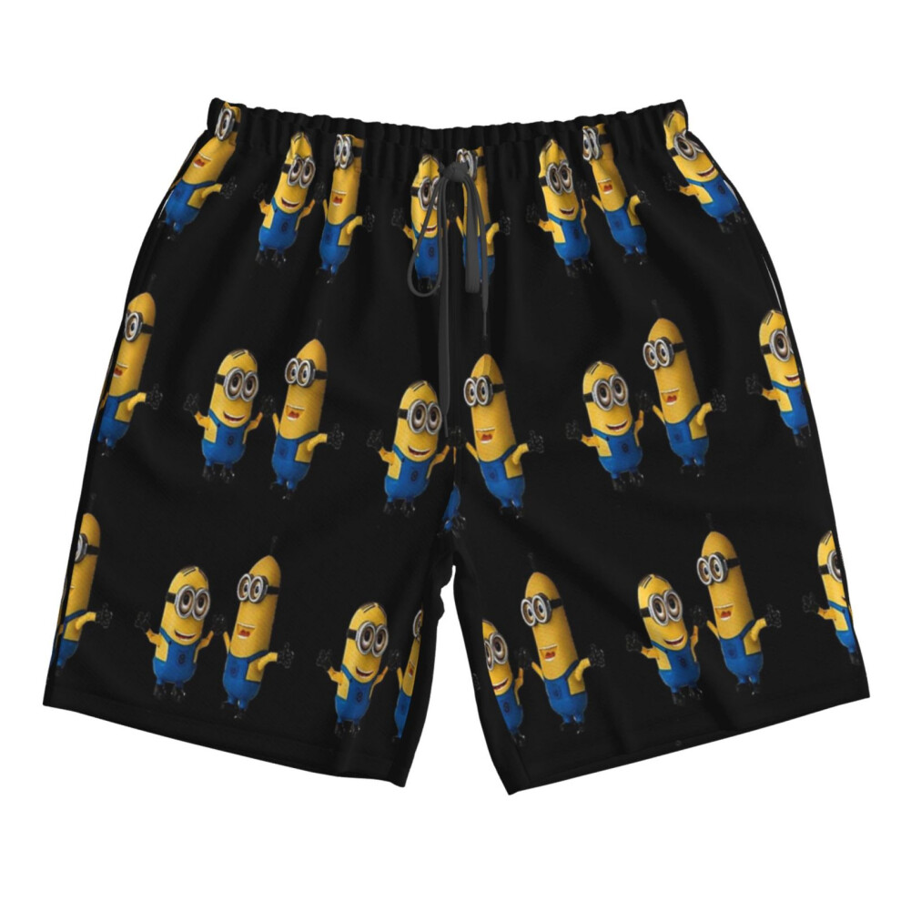 (DANCING DAVE MINION,MINION TIM DESPICABLE ME WITH CUTE AND FUNNY SMILE_5369) Famgem Men's Beach Shorts Hawaiian Swim Trunks with Pockets Quick Dry Board Swimwear Bathing Graphic Printed Suit for Surfing Lounge Running Gifts