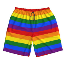 (Gay Pride Rainbow Flag_4924) Famgem Men's Beach Shorts Hawaiian Swim Trunks with Pockets Quick Dry Board Swimwear Bathing Graphic Printed Suit for Surfing Lounge Running Gifts