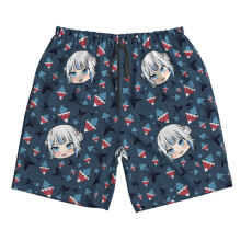 (Gawr Gura_4519) Famgem Men's Beach Shorts Hawaiian Swim Trunks with Pockets Quick Dry Board Swimwear Bathing Graphic Printed Suit for Surfing Lounge Running Gifts