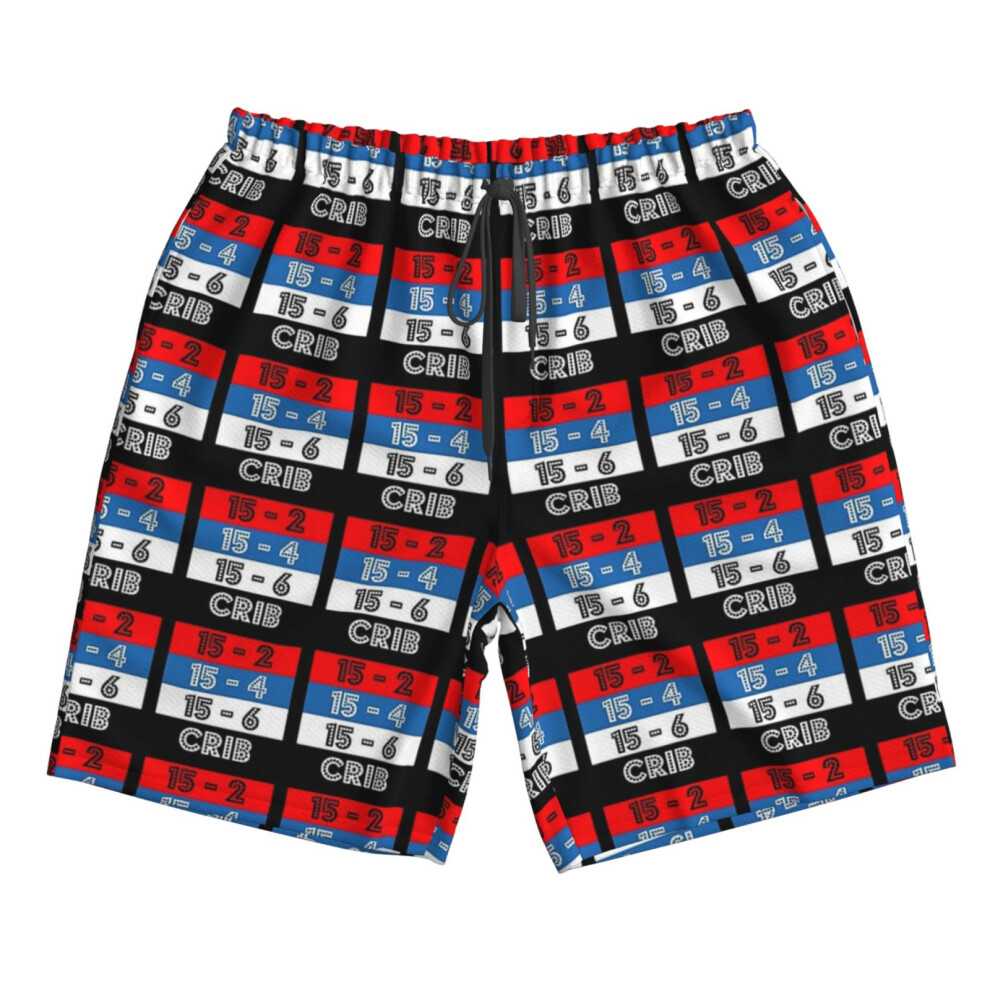 (Crib - 15-2 15-4 15-6 Red Black And Blue_15201) Famgem Men's Beach Shorts Hawaiian Swim Trunks with Pockets Quick Dry Board Swimwear Bathing Graphic-image-OPC-PH2XN2N-NEW