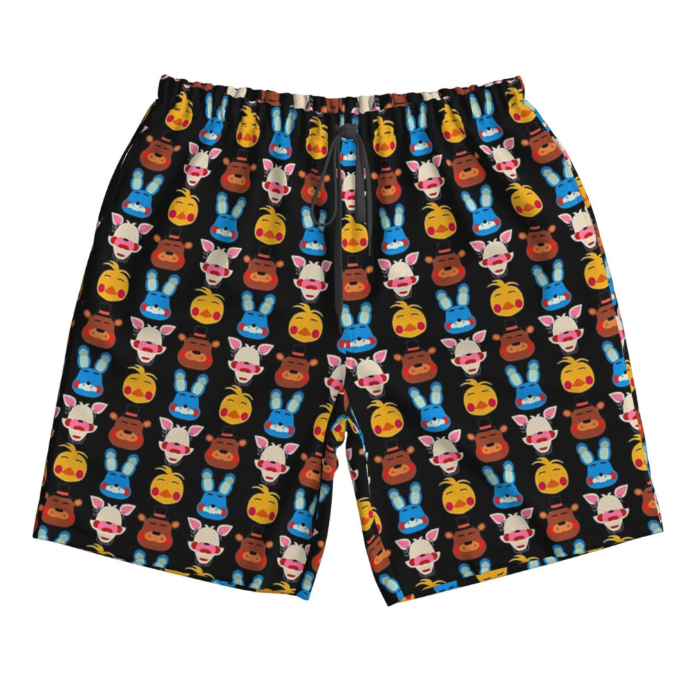 (Five Nights At Freddy's 2_5910) Famgem Men's Beach Shorts Hawaiian Swim Trunks with Pockets Quick Dry Board Swimwear Bathing Graphic Printed Suit for Surfing Lounge Running Gifts