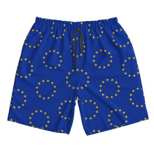 (EU Europe European Union European Flag EU Stars_22409) Famgem Men's Beach Shorts Hawaiian Swim Trunks with Pockets Quick Dry Board Swimwear Bathing Graphic Printed Suit for Surfing Lounge Running Gifts