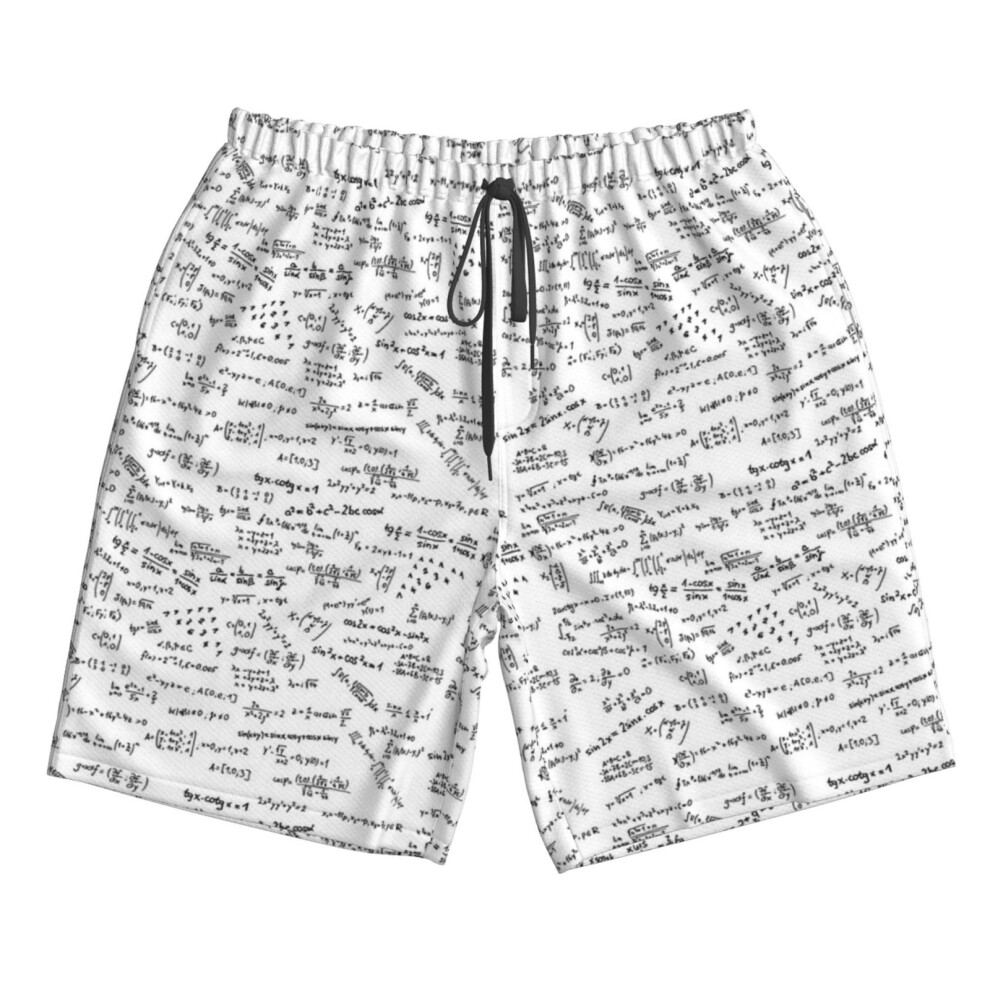 (Math Formulas And Numbers_8733) Famgem Men's Beach Shorts Hawaiian Swim Trunks with Pockets Quick Dry Board Swimwear Bathing Graphic Printed Suit for-image-OPC-PH2XPQF-NEW