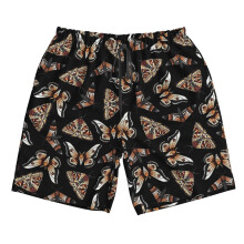 (Midnight Moths On Black_9536) Famgem Men's Beach Shorts Hawaiian Swim Trunks with Pockets Quick Dry Board Swimwear Bathing Graphic Printed Suit for Surfing Lounge Running Gifts