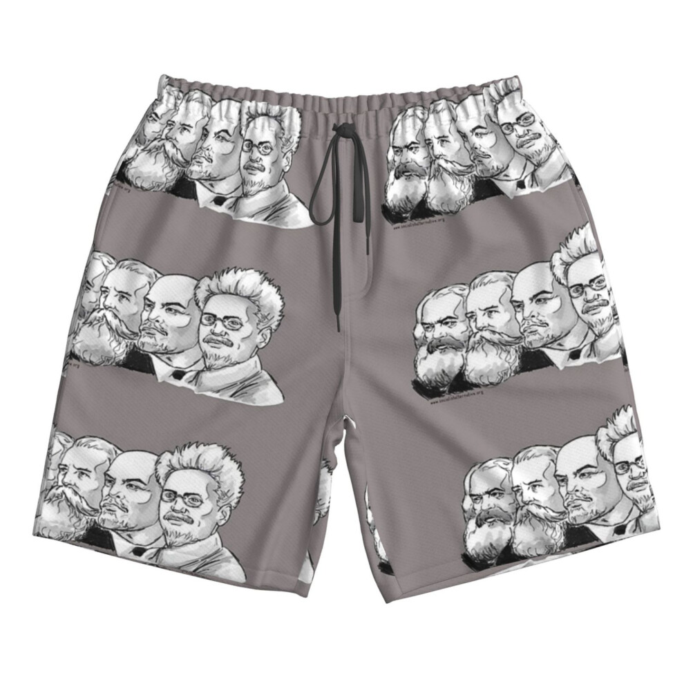 (Marx, Engels, Lenin, Trotsky_5221) Famgem Men's Beach Shorts Hawaiian Swim Trunks with Pockets Quick Dry Board Swimwear Bathing Graphic Printed Suit-image-OPC-PH2XQMV-NEW