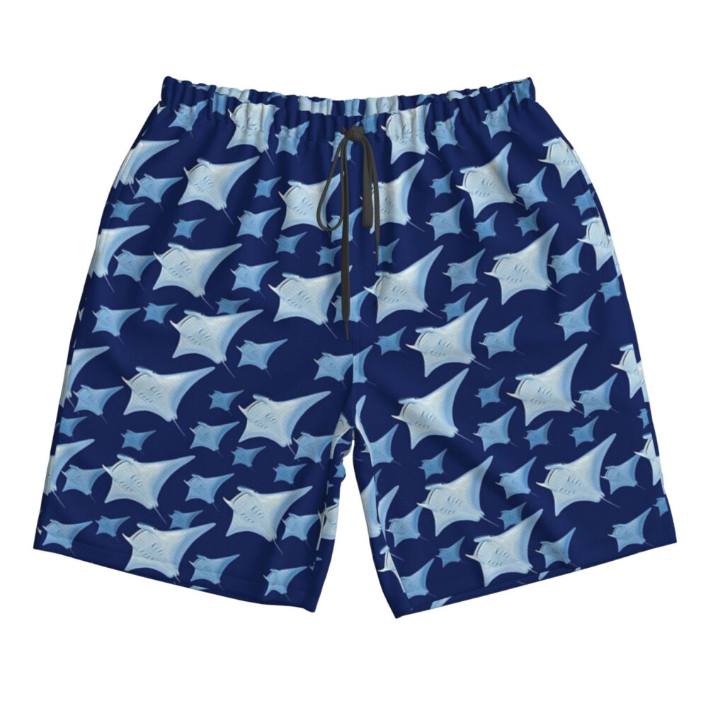 (Manta Ray Pattern_3843) Famgem Men's Beach Shorts Hawaiian Swim Trunks with Pockets Quick Dry Board Swimwear Bathing Graphic Printed Suit for Surfing Lounge Running Gifts