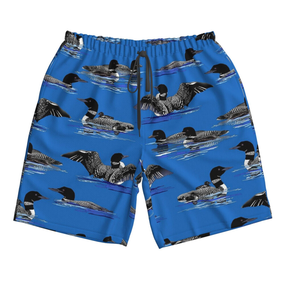 (Many Loons On A Lake_15344) Famgem Men's Beach Shorts Hawaiian Swim Trunks with Pockets Quick Dry Board Swimwear Bathing Graphic Printed Suit for Sur-image-OPC-PH2XQPD-NEW
