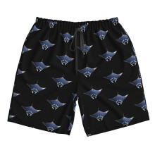 (Manta Ray White Alternate Print_6680) Famgem Men's Beach Shorts Hawaiian Swim Trunks with Pockets Quick Dry Board Swimwear Bathing Graphic Printed Suit for Surfing Lounge Running Gifts