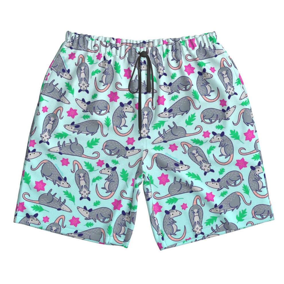 (Opossum Pattern _11351) Famgem Men's Beach Shorts Hawaiian Swim Trunks with Pockets Quick Dry Board Swimwear Bathing Graphic Printed Suit for Surfing-image-OPC-PH2XR2B-NEW