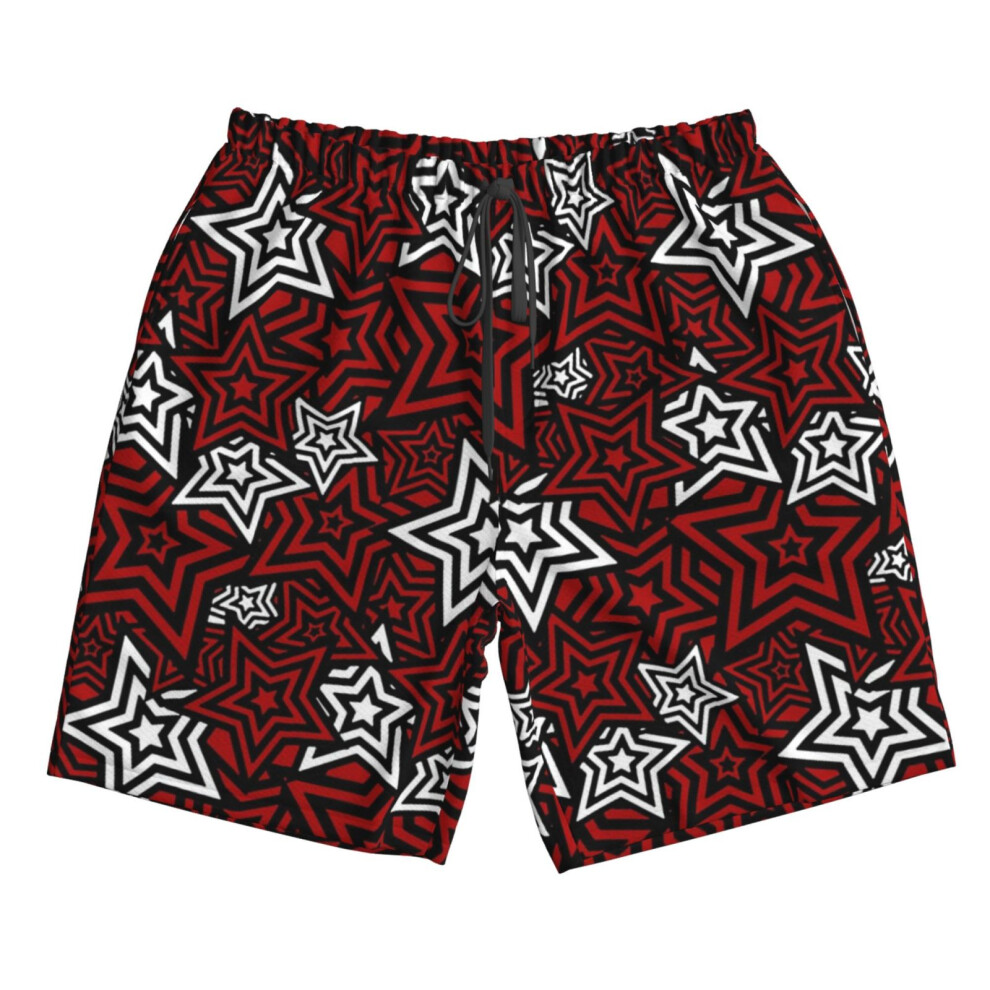 (Persona 5 Royal Phantom Thief Star Mask Pattern_10576) Famgem Men's Beach Shorts Hawaiian Swim Trunks with Pockets Quick Dry Board Swimwear Bathing Graphic Printed Suit for Surfing Lounge Running Gifts