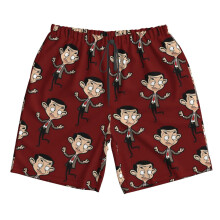 (Mr Bean - A Joyful Character_7403) Famgem Men's Beach Shorts Hawaiian Swim Trunks with Pockets Quick Dry Board Swimwear Bathing Graphic Printed Suit for Surfing Lounge Running Gifts
