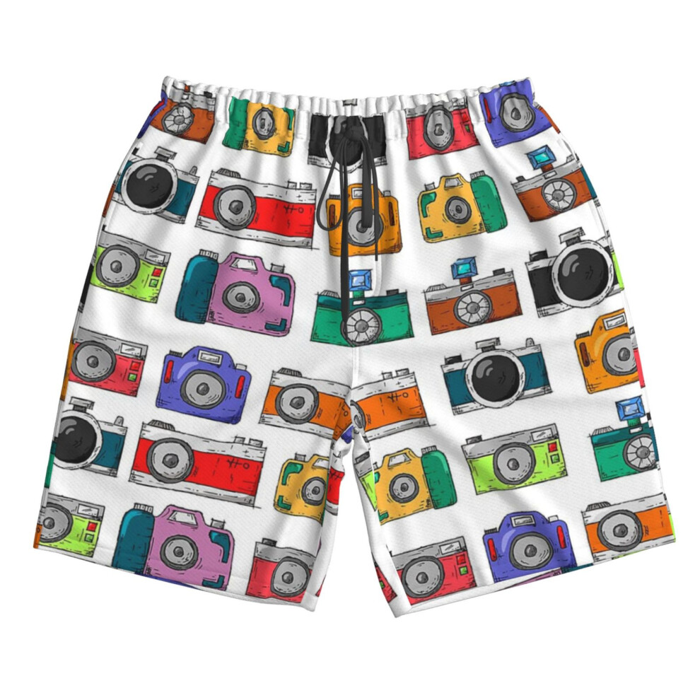 (Retro Camera_5405) Famgem Men's Beach Shorts Hawaiian Swim Trunks with Pockets Quick Dry Board Swimwear Bathing Graphic Printed Suit for Surfing Loun-image-OPC-PH2XSPH-NEW