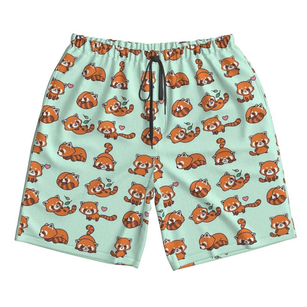 (Red Panda Pattern_6873) Famgem Men's Beach Shorts Hawaiian Swim Trunks with Pockets Quick Dry Board Swimwear Bathing Graphic Printed Suit for Surfing-image-OPC-PH2XT6Y-NEW