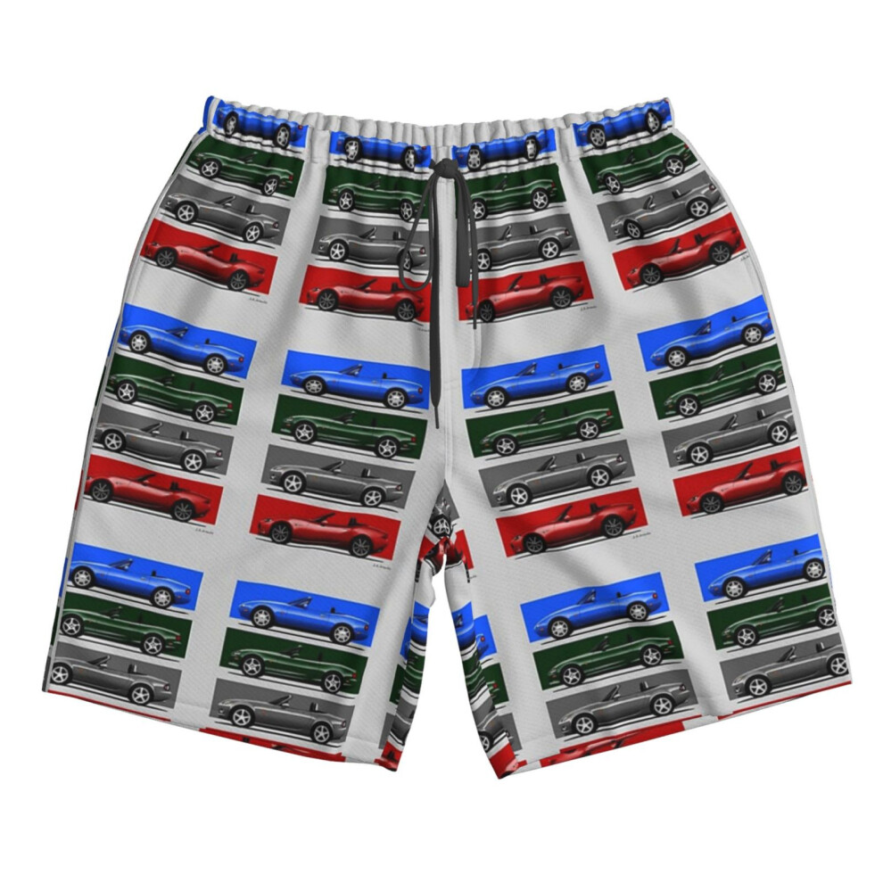 (The Four Generations Of The Classic Roadster Convertible Sports Car In Their Iconic Colors_14566) Famgem Men's Beach Shorts Hawaiian Swim Trunks with-image-OPC-PH2XTSK-NEW