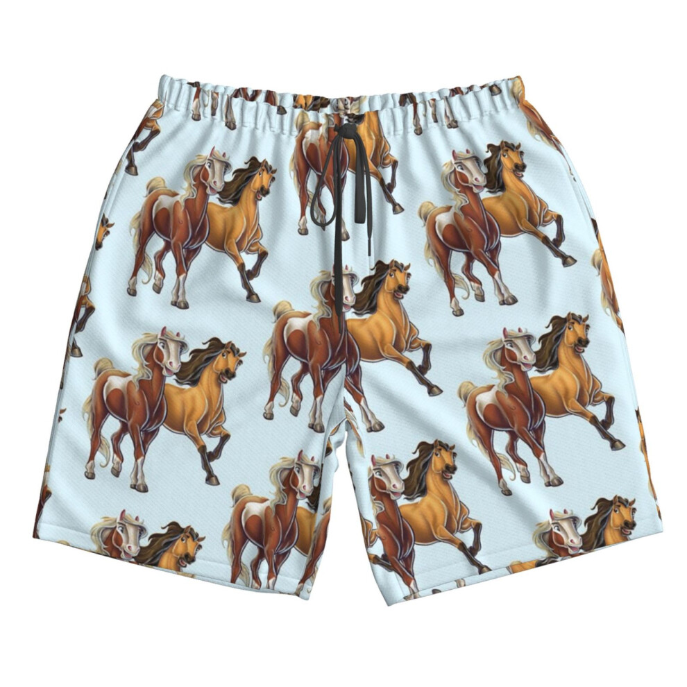 (Spirit And Rain_9616) Famgem Men's Beach Shorts Hawaiian Swim Trunks with Pockets Quick Dry Board Swimwear Bathing Graphic Printed Suit for Surfing L-image-OPC-PH2XV7X-NEW