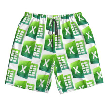 (Watercolor Excel Logo_6115) Famgem Men's Beach Shorts Hawaiian Swim Trunks with Pockets Quick Dry Board Swimwear Bathing Graphic Printed Suit for Surfing Lounge Running Gifts