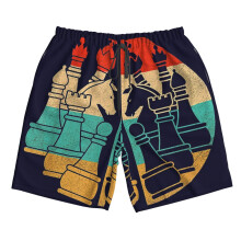 (Vintage Retro Chess Pieces Stalemate_4408) Famgem Men's Beach Shorts Hawaiian Swim Trunks with Pockets Quick Dry Board Swimwear Bathing Graphic Printed Suit for Surfing Lounge Running Gifts