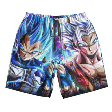 (Vegeta And Goku Power Up_5595) Famgem Men's Beach Shorts Hawaiian Swim Trunks with Pockets Quick Dry Board Swimwear Bathing Graphic Printed Suit for Surfing Lounge Running Gifts