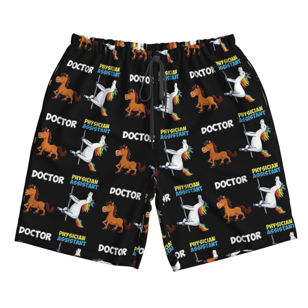 (Unicorn Horse Doctor Physician Assistant_3714) Famgem Men's Beach Shorts Hawaiian Swim Trunks with Pockets Quick Dry Board Swimwear Bathing Graphic P-image-OPC-PH2XXNH-NEW