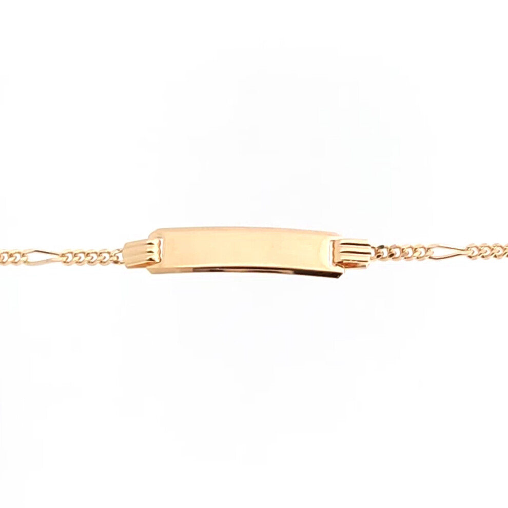Jewelco London Unisex Solid 9ct Gold 5 Plus 1 Figaro 1.8mm Gauge Identity ID Bracelet 6" - JID037-7.5