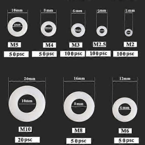 520pcs Nylon Washers Plastic Gaskets M2 M2.5 M3 M4 M5 M6 M8 M10 1