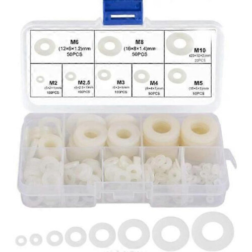 520pcs Nylon Washers Plastic Gaskets M2 M2.5 M3 M4 M5 M6 M8 M10