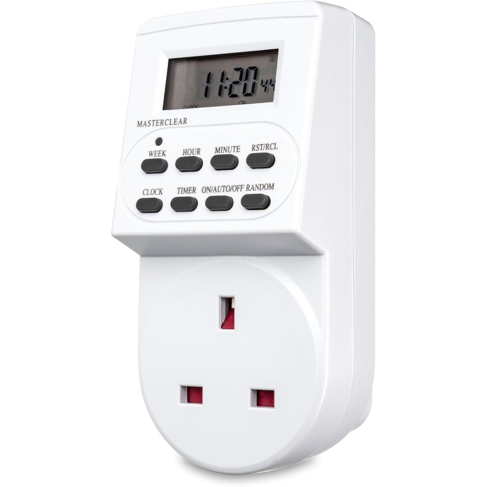 24 Hour Digital Timer Plug - Electric Switch Energy Saver Timer Standard Size - Digital Plug-In Timer Socket - 240V 3 Pin Plug 749691200497