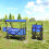 Outsunny Outsunny Outdoor Push Pull Wagon Stroller Cart w/ Canopy Top Blue 2