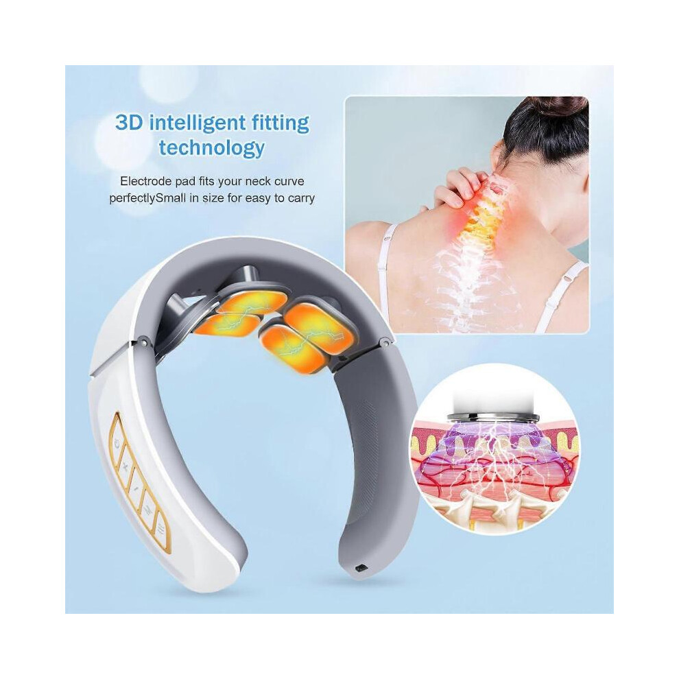 (A) Neck Massager with Heat, Deep Tissue Therapy Neck Massager for Pain Relief, Portable Electric Cervical Massager Pulse Neck Relaxer Gift