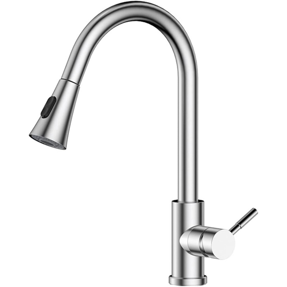 (B) High Arc Kitchen Sink Faucet With Pull Down Sprayer Single Lever Stainless Steel Mixer Taps 749691200619