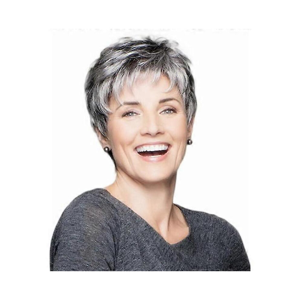 Gradient Gray Wig Women's Short Wavy Curly Wig