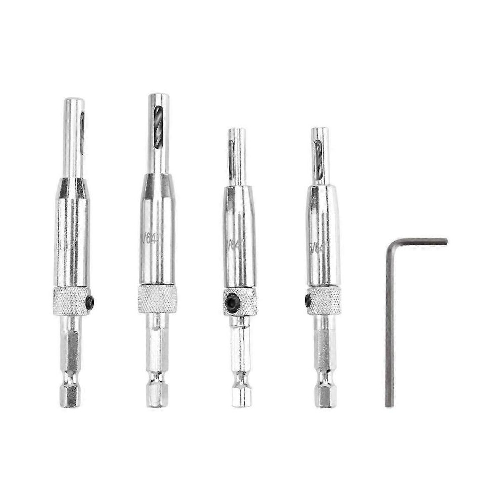 Center Drill Bit Set 5 PCS Self Centering Hinge Core Drill Bit Set for Woodworking, Door Window Dri