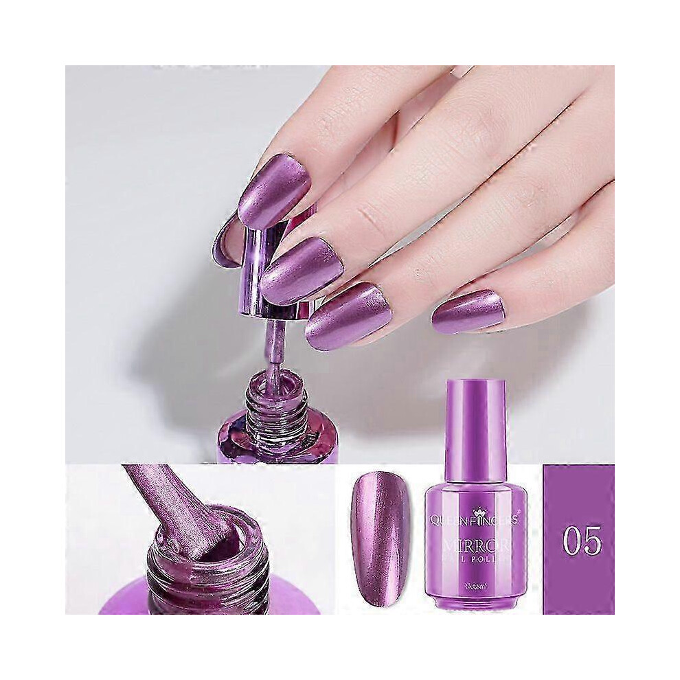 Purple (Mirror ) 1~10Pcs Nail Polish Metallic Mirror Uv Gel Nail Polish Nail Gel Polishes Semi
