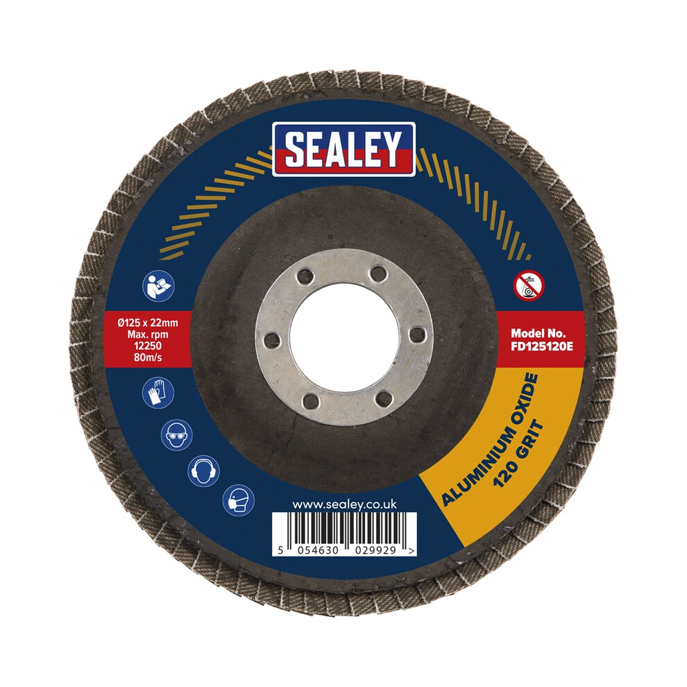 Sealey Flap Disc Aluminium Oxide 125Mm 22Mm Bore 120Grit