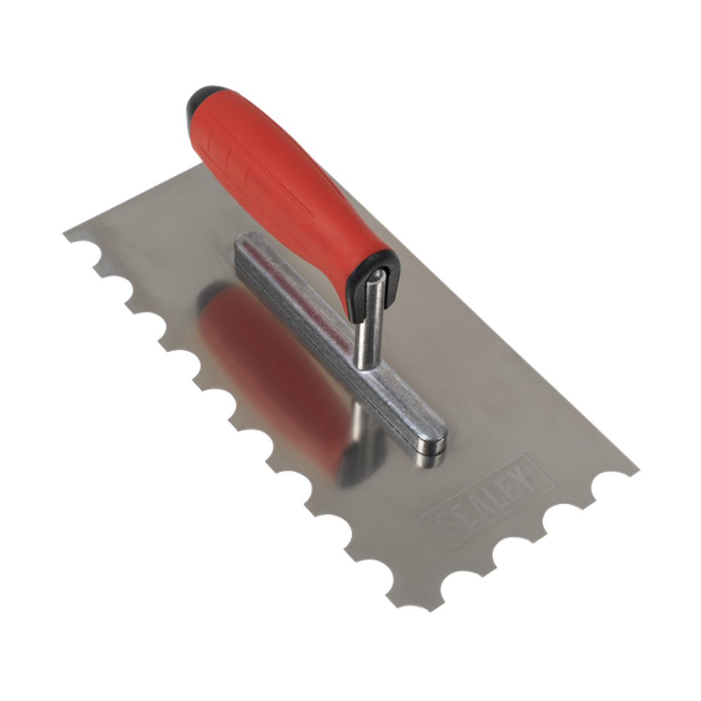 Sealey Stainless Steel 270Mm Semi-Circle Tooth Trowel Rubber Handle Aluminium Foot