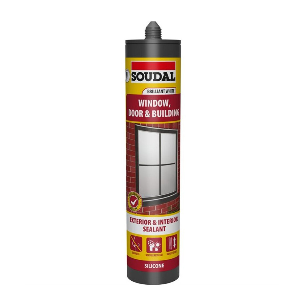 Soudal White Window Door & Building Silicone Sealant Brilliant 290Ml 159302 - Image 3