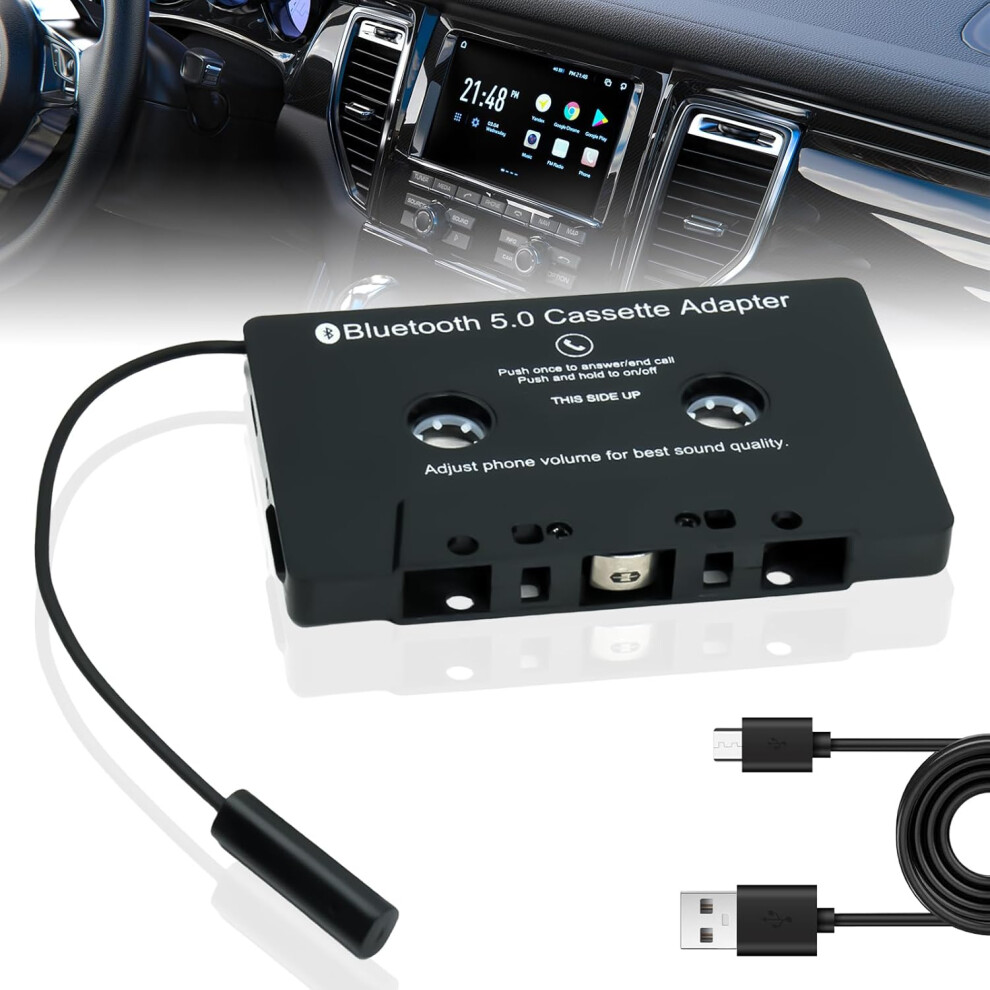 Bluetooth 5.0 Cassette Adapter For Car Radio - Car Receiver, Audio To Aux Smartphone, Cd Player 749691200947