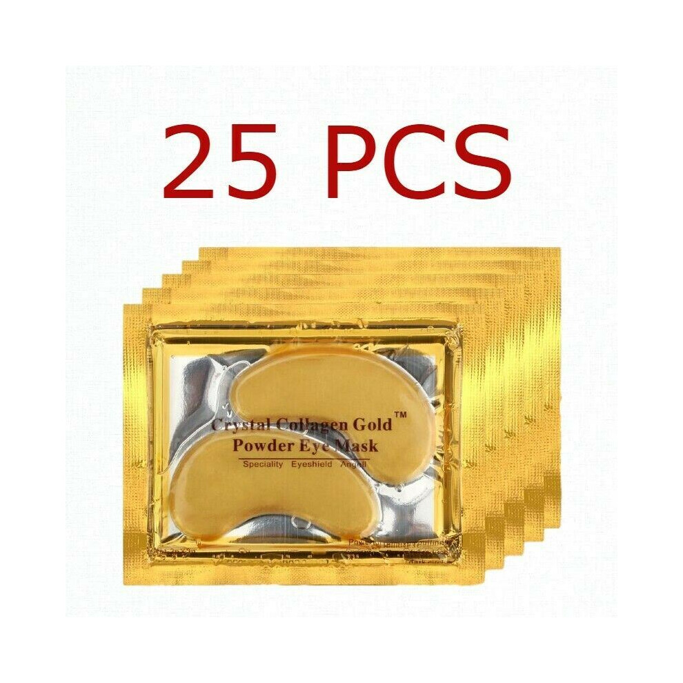 (25) Crystal Bio Collagen 24K Gold Under Eye, Face Mask, Anti-Aging, Wrinkle-Reducing, Moisturizing Gel Patches for Youthful Skin