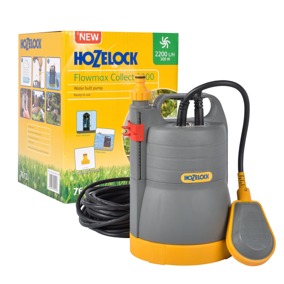 HOZELOCK - Waterbutt Pump 2200 : Ideal for Automatic Watering Systems, Capacity 2200 LPH with 1.1 Bar Pressure, Designed to Pump Water from a Rain