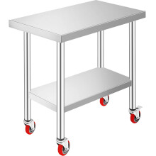 VEVOR Work Table 30 x 18 x 34 Inches Stainless Steel Catering Work Table 100 kg for Load Capacity Food Preparation Table Commercial Work Table for