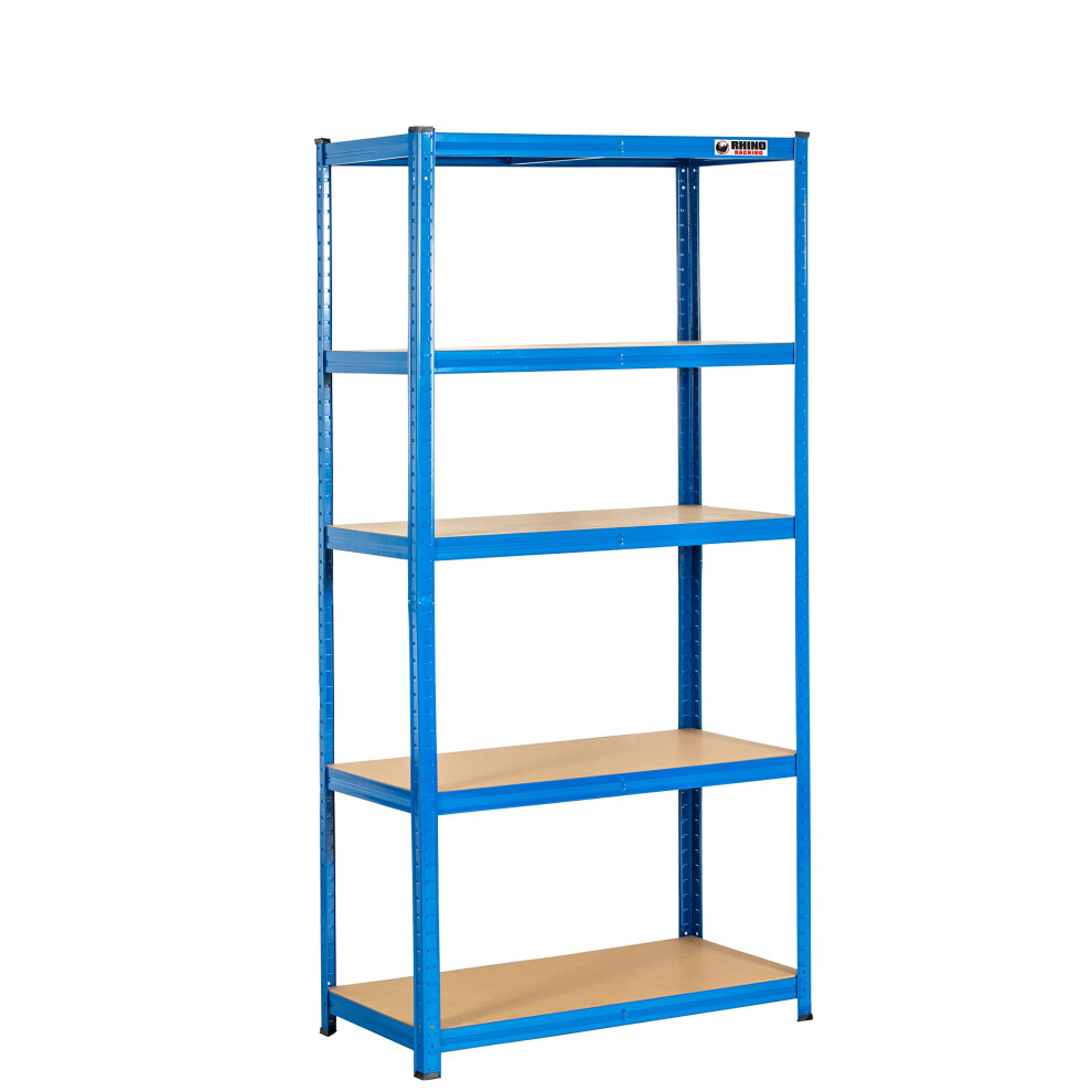 Rhino Racking - 2 Bays - 5 Tier Heavy-Duty Industrial Storage Shelves - Blue - 180x90x45cm