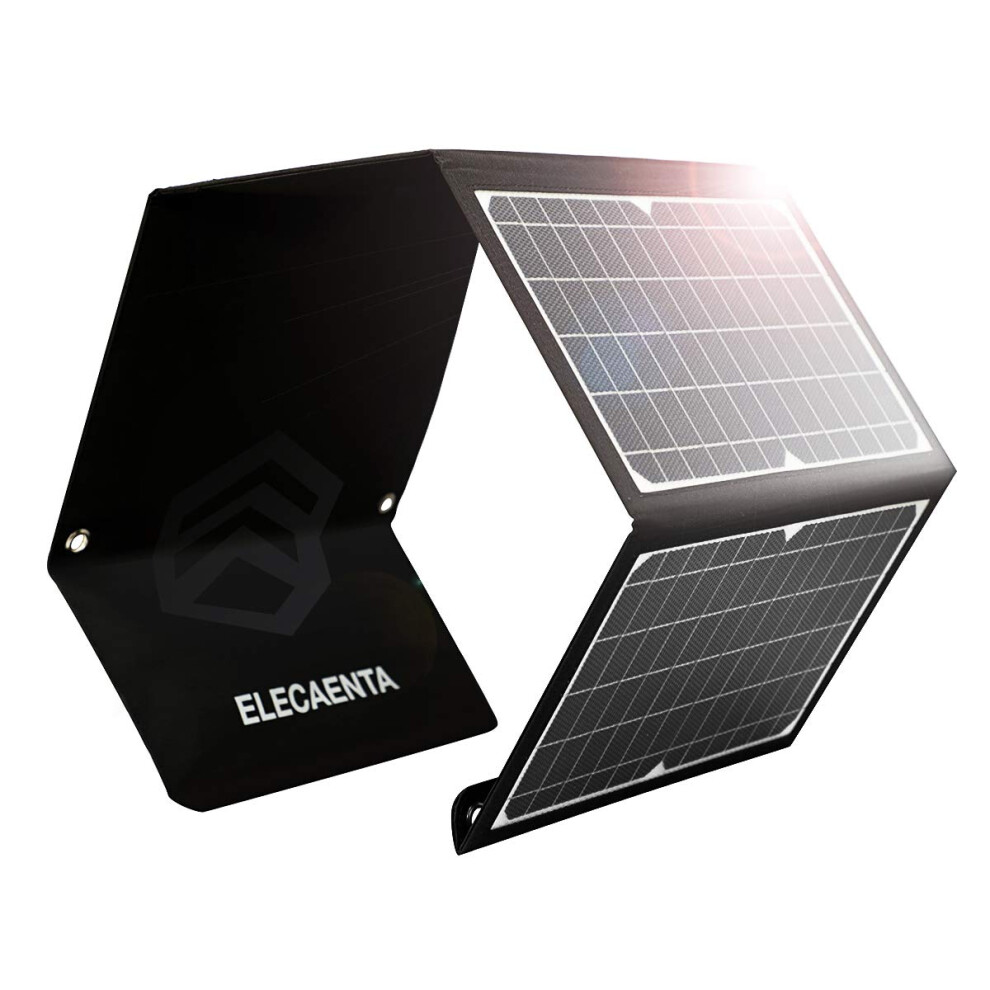 Elecaenta 30W Etfe Foldable Solar Charger 3 Usb Ports Usb-C Pd18w Qc3.0 Zipper Protection Portable Solar Panel Ipx5 Waterproof For Cell Phone 5051219979354