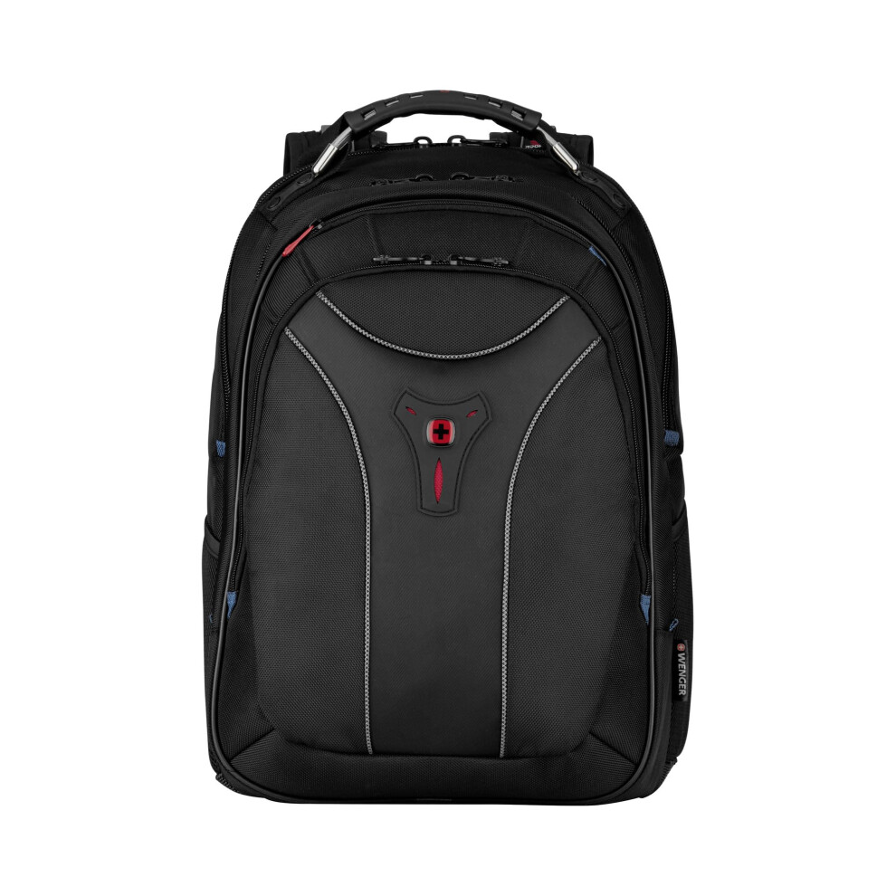 Wenger Carbon 30 Litre Laptop Backpack with Carrying Handle, Padded Shoulder Straps, 17 Inch Laptop Sleeve, For Work, School, Travel, Black, 600637