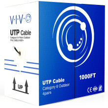 VIVO Black 305m Bulk Cat6, CCA Ethernet Cable, 23 AWG, UTP Pull Box, Cat-6 Wire, Waterproof, Outdoor, Direct Burial CABLE-V007