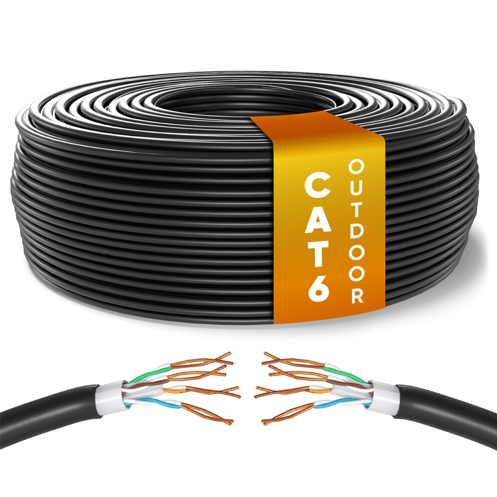 Mr. Tronic Outdoor Waterproof Cat 6 Ethernet Cable 100M, High Speed Lan Ethernet Network Cable, Bulk Cat6 Internet, 1 Gbps, 250 Mhz, Adsl Awg24, Utp 5051219986826