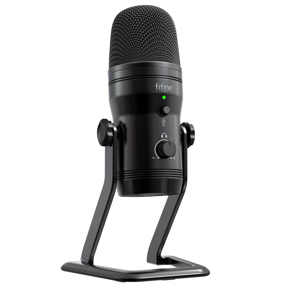 Fifine Podcast Microphone Four Pickup Patterns Usb Mic With Mute Button, Gain Knob& Monitoring Headphone Jack Computer Mic For Recording Instruments,
